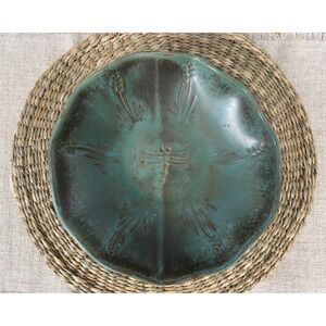 Jim Jenkins Studio Pottery Dragonfly Bowl Teal Glaze Handcrafted Signed 2001